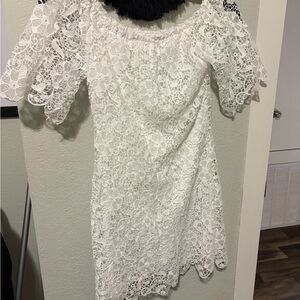SHEIN White Lace Long Sleeve Dress